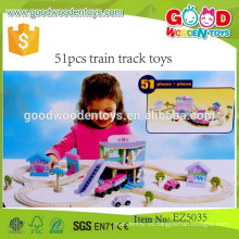 Juguetes educativos de madera de la pista del juguete Juguetes divertidos del tren del vehículo 51pcs